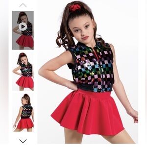 Weissman Studio Exclusive Confetti dance dress with sequin vest & scrunchie